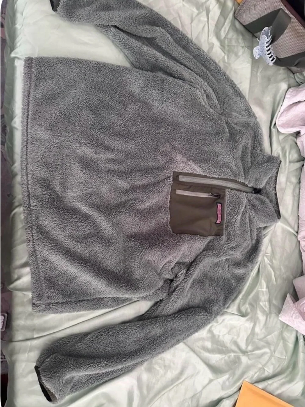 Vineyard Vines Light Gray Sherpa Fleece Pullover
